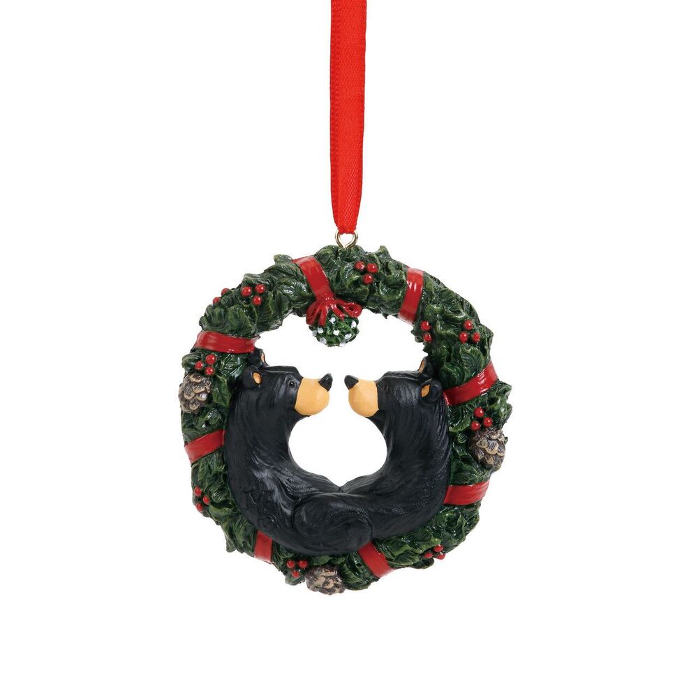 Black Bear Christmas Ornament "Kisses" by Jeff Fleming Bearfoots Rustic Love